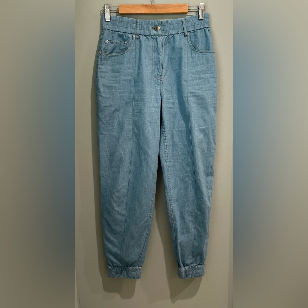 Derek Lam 10 Crosby Pheonix Jogger Pants Tapered Chambray Blue Women's Size 4